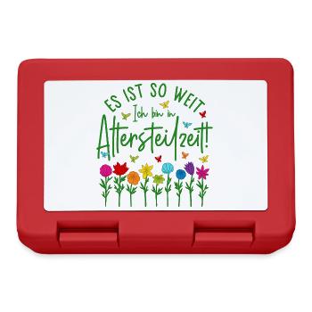 Altersteilzeit Garten bunte Blumen Ruhestand Rente - Brotdose - Rot - Vorne