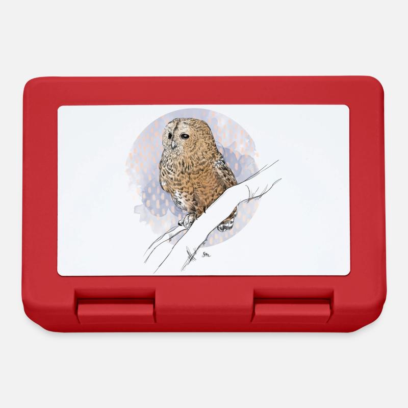 Little owl on pattern in pastel colors - Lunchbox - red