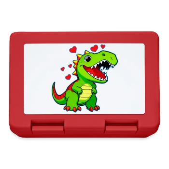 Mignon dinosaure de dessin animé avec des cœurs - Boîte à goûter - rouge - Devant