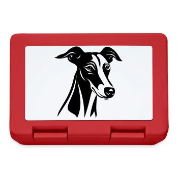 Greyhound Hund Kopf - Brotdose - Rot - Vorne