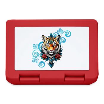 Tiger with floral decorations. - Lunchbox - red - Front
