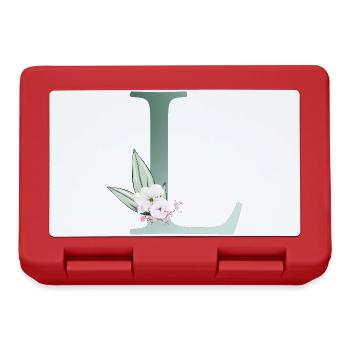 L Monogram, Floral, Personalizable - Lunchbox - red - Front