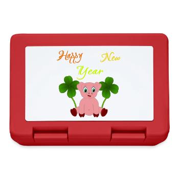 Happy New Year 2021 Nouvel An 2020 Glücks-Cochon - Boîte à goûter - rouge - Devant