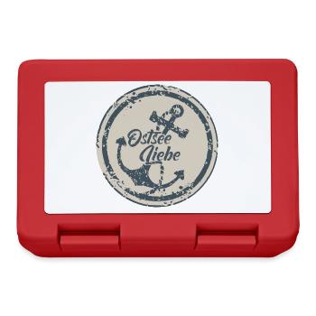 Ostseeliebe - Vintage Anker blau usedlook - Brotdose - Rot - Vorne