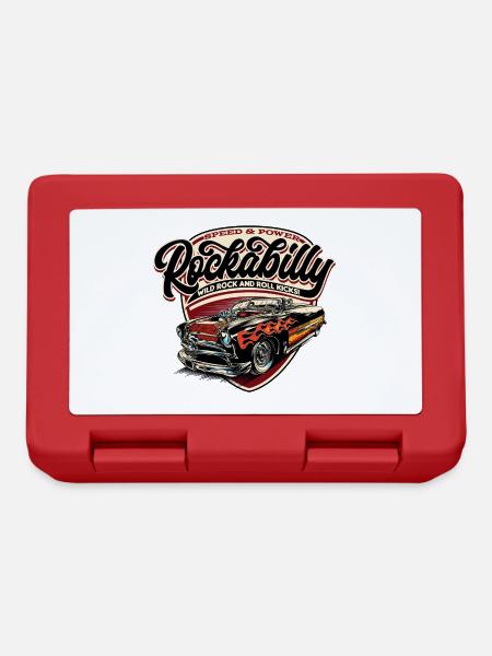 Rockabilly Hotrod Speed Flammen - neg - Brotdose - Rot