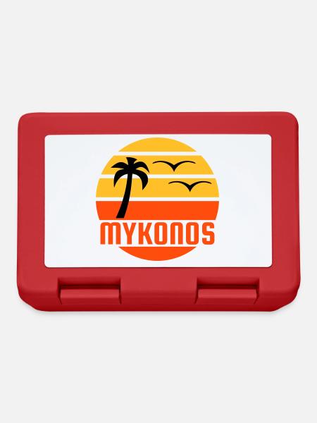 Mykonos (sun, palm tree, birds) - Lunchbox - red