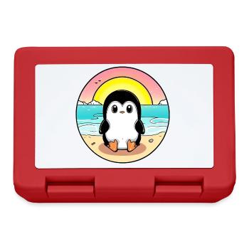 Pingouin de plage au coucher du soleil - Boîte à goûter - rouge - Devant