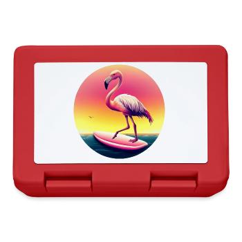 Surfing flamingo in sunset - Lunchbox - red - Front