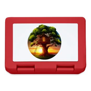 Cabane dans les arbres au coucher du soleil - Boîte à goûter - rouge - Devant