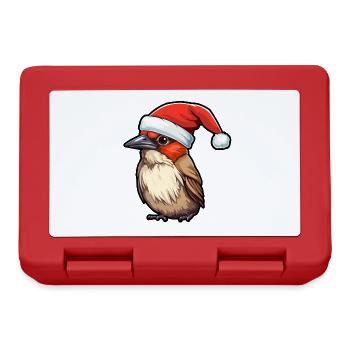 Vogel Weihnachten Vögel Weihnachtsmütze Winter - Brotdose - Rot - Vorne