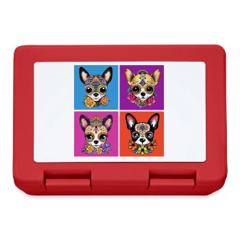 Kawaii-Stil Chihuahua Zuckerschädel Tag der - Brotdose - Rot - Vorne