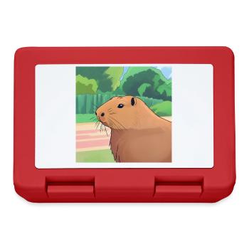 Ein brauner Capybara - Brotdose - Rot - Vorne