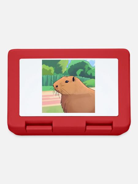 Ein brauner Capybara - Brotdose - Rot