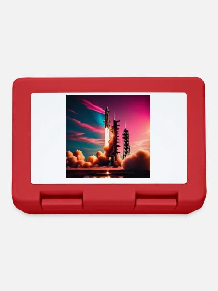 Rocket launch at sunset - Lunchbox - red