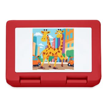 2 giraffes running in a city with cars - Lunchbox - red - Front