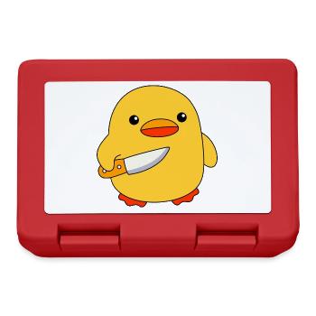 Baby Duck with Knife Ducks Chicks Funny Ducklings - Lunchbox - red - Front