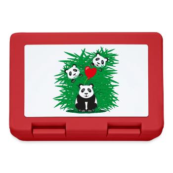 Liebe Panda Familie mit rotem Herz. - Brotdose - Rot - Vorne