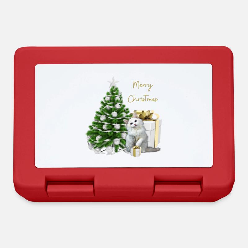 Joyeux Noël Joyeux Noël chat cadeau - Boîte à goûter - rouge
