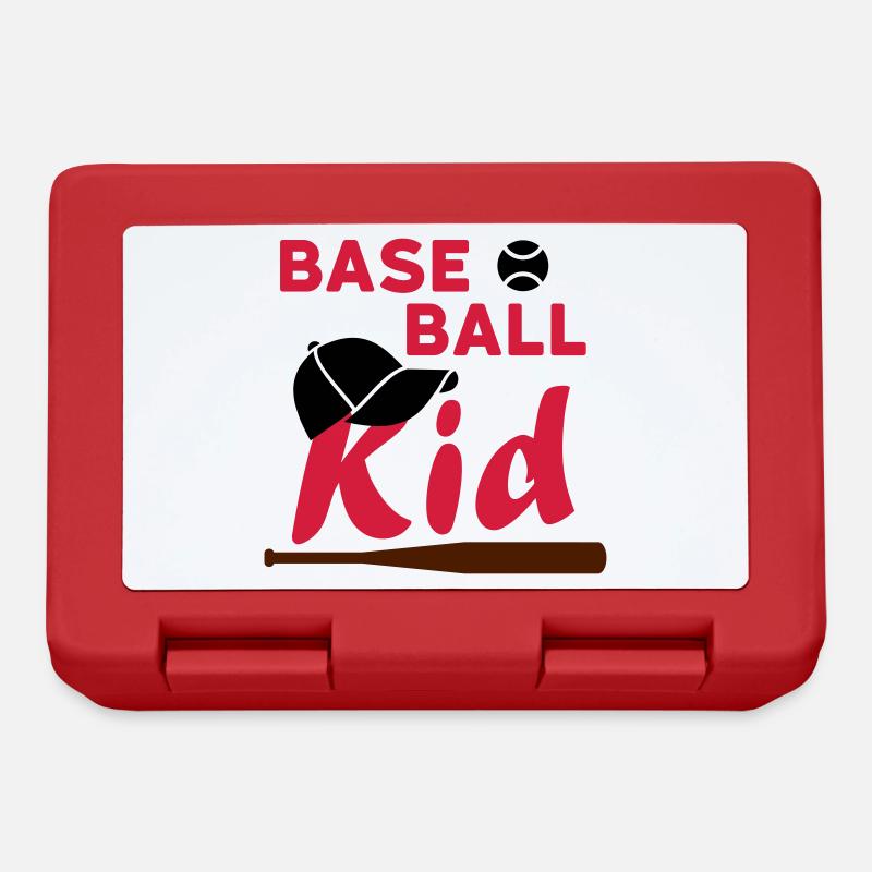 Enfant de baseball (balle de jeu, casquette, batte de baseball) - Boîte à goûter - rouge