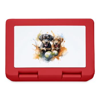 puppies playing with a ball - Lunchbox - red - Front