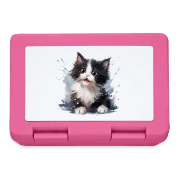 Black and white kitten - Lunchbox - pink - Front