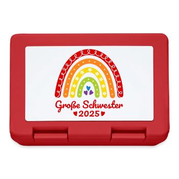 Geschwister Boho Regenbogen Große Schwester 2025 - Brotdose - Rot - Vorne
