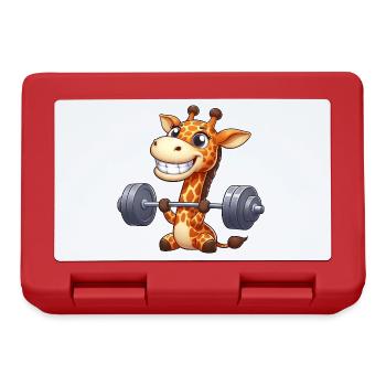 Giraffe Dumbbell Weightlifting Cartoon Fitness - Lunchbox - red - Front