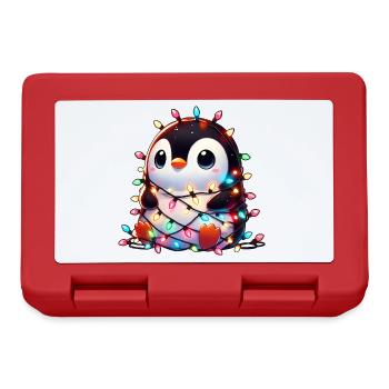 Clumsy Christmas penguin tangled in - Lunchbox - red - Front
