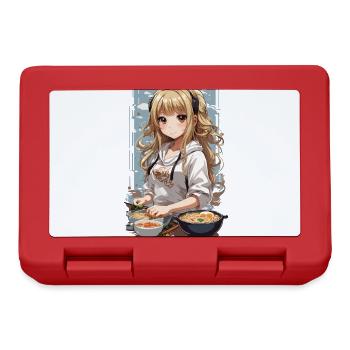 Anime Girl Ramen Liebe Manga Nudelsuppen Design - Brotdose - Rot - Vorne