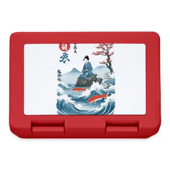 Geisha Fish Vagues Ukiyo-E Japon Streetwear Kanji - Boîte à goûter - rouge - Devant