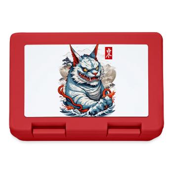 Japan Aesthetic Cats Yokai Ukiyo-E Streetwear - Lunchbox - red - Front