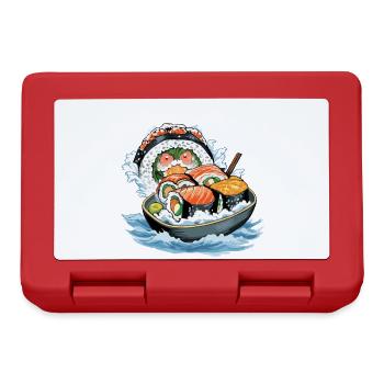 Lustiges Sushi Yokai Monster liebt Sushi - Brotdose - Rot - Vorne