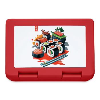 Japanisches Sushi Streetwear Kunst Design - Brotdose - Rot - Vorne