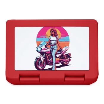 Retro Synthwave Motorcycle Biker Streetwear - Lunchbox - red - Front
