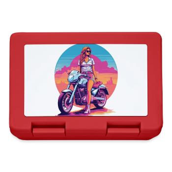 Design esthétique rétro Vaporwave Biker - Boîte à goûter - rouge - Devant