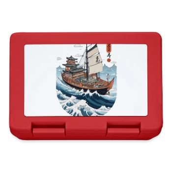 Japanische Kunst Aesthetic Kapitän Segelboot - Brotdose - Rot - Vorne