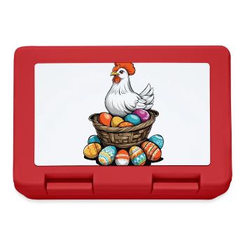 Easter Chicken Colorful Cute Funny Easter Eggs Nest - Lunchbox - red - Front