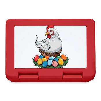 Easter Chicken Cute Funny Colorful Easter Eggs Nest - Lunchbox - red - Front