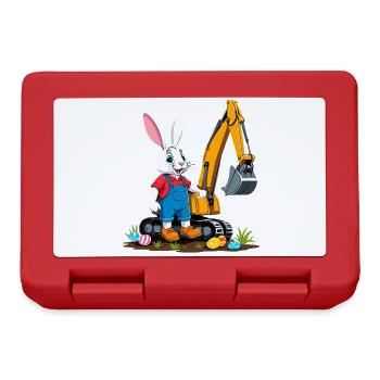 Easter Bunny Excavator Driver Easter Eggs Digging Funny - Lunchbox - red - Front