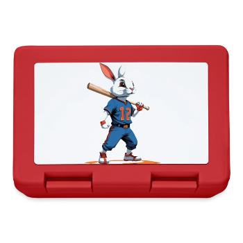 Joueur de baseball, lapin de Pâques, Pâques, Baseball - Boîte à goûter - rouge - Devant