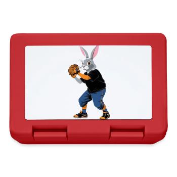 Joueur de baseball, lapin de Pâques, Pâques, Baseball - Boîte à goûter - rouge - Devant