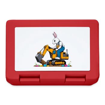Easter Bunny Excavator Driver Easter Easter Eggs Funny - Lunchbox - red - Front
