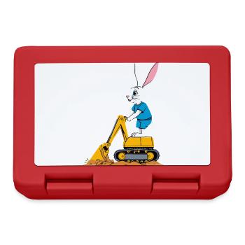 Easter Bunny Excavator Driver Funny Easter Eggs Digging - Lunchbox - red - Front