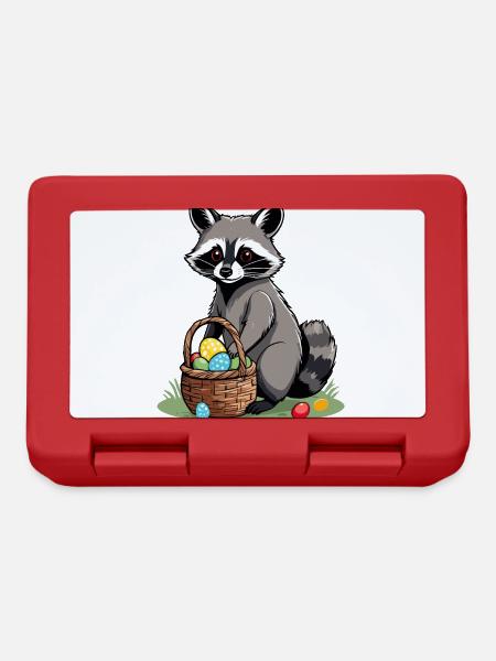 Drôle De Costume De Raton Laveur Oeufs De Pâques Mignons - Boîte à goûter - rouge