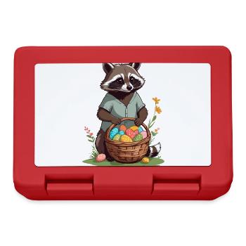 Funny Raccoon Easter Bunnies & Easter Eggs Design - Lunchbox - red - Front