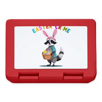 Funny Cute Raccoon Easter Eggs Design - Lunchbox - red - Front