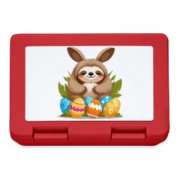Funny Sloth Easter Bunny Iconic Easter - Lunchbox - red - Front