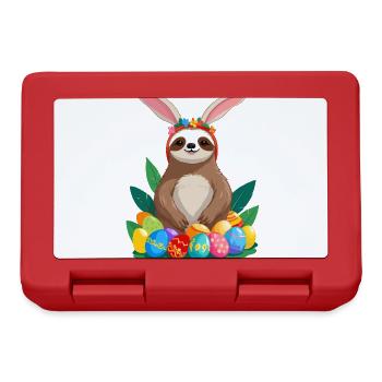 Drôle de paresseux lapin de Pâques emblématique Pâques - Boîte à goûter - rouge - Devant