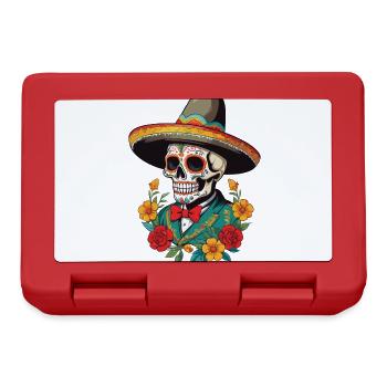 Ikonischer Zuckerschädel Mexiko Skull Streetwear - Brotdose - Rot - Vorne