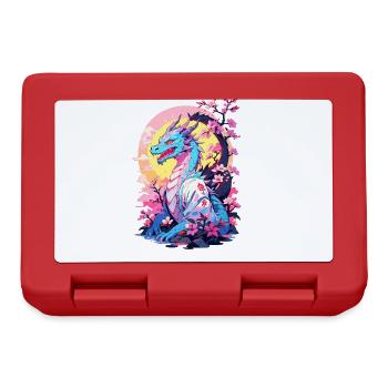 Vintage Vaporwave Style Japanese Dragon Design - Lunchbox - red - Front